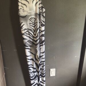 Devil walking Zebra Print cat suit ravewear